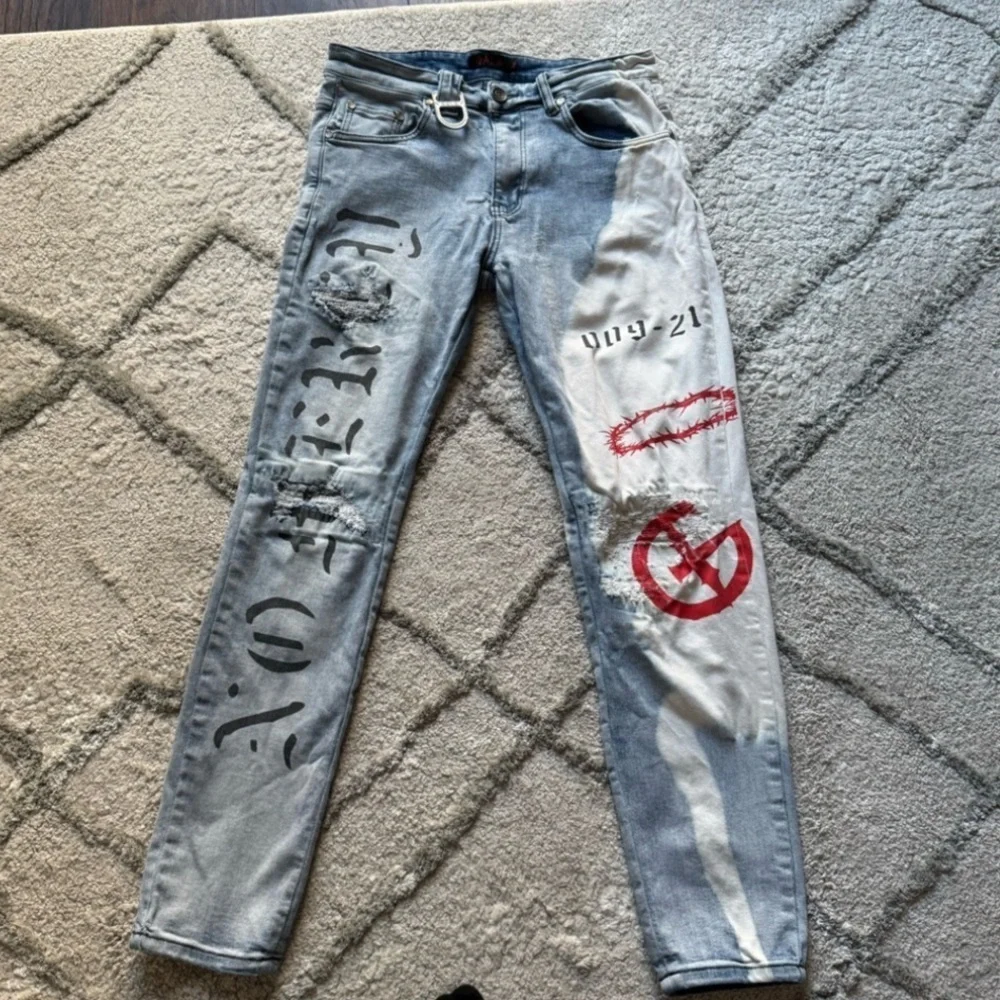 GALA jeans ACCOMPLICE DENIM LIGHT WASH slim leg red black 32